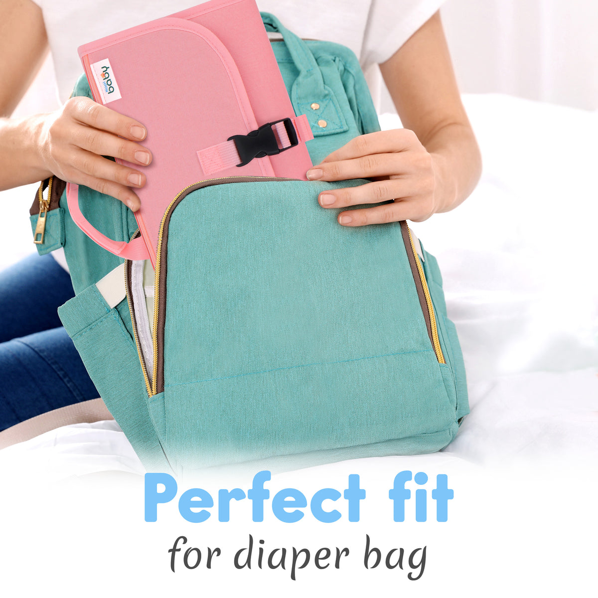 Kopi Baby Portable Diaper Changing Pad with Wipes Pocket, Classic Pink