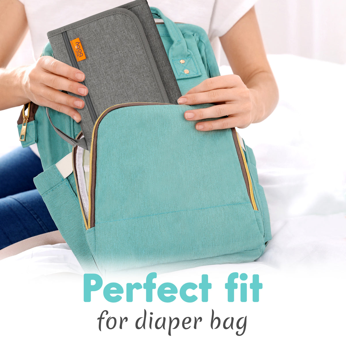 Kopi Baby Portable Diaper Changing Pad with Wipes Pocket, Modern Grey