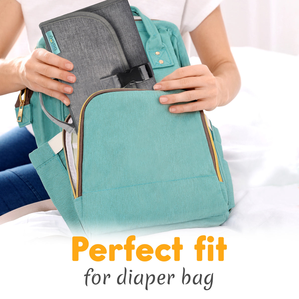 Kopi Baby Portable Diaper Changing Pad with Wipes Pocket, Premium Grey