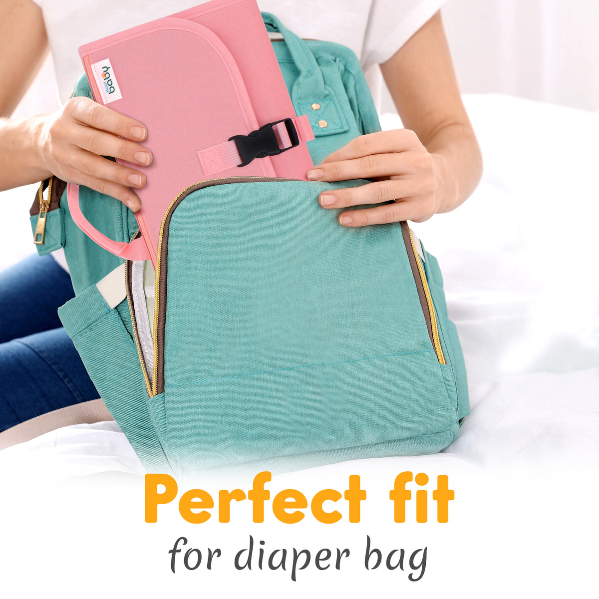 Kopi Baby Portable Diaper Changing Pad with Wipes Pocket, Premium Pink